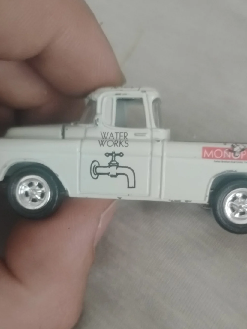 Water Works White Toy Truck - Monopoly Collectible
